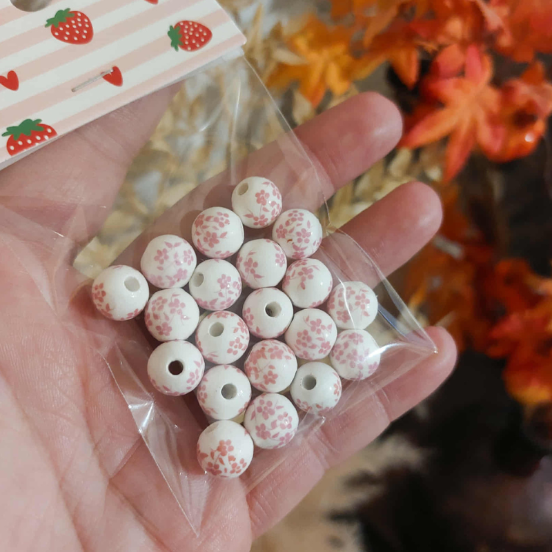 Perles Porcelaine Rose