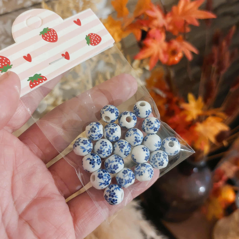 Perles Porcelaine Bleues