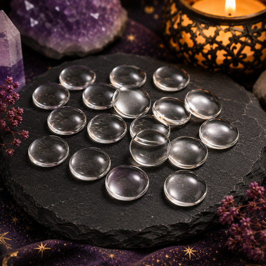 Cabochons en verre transparent - 10 et 12mm (À l'unité)