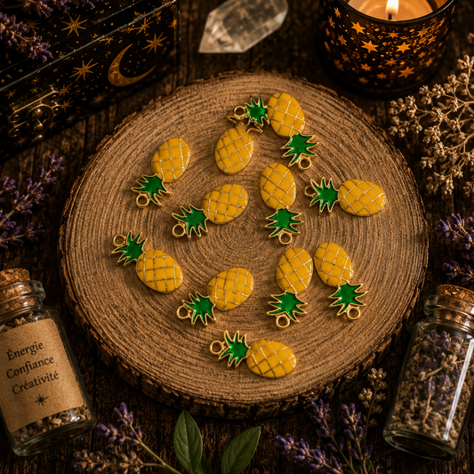 Lot de 10 Pendentifs Ananas Émaillé